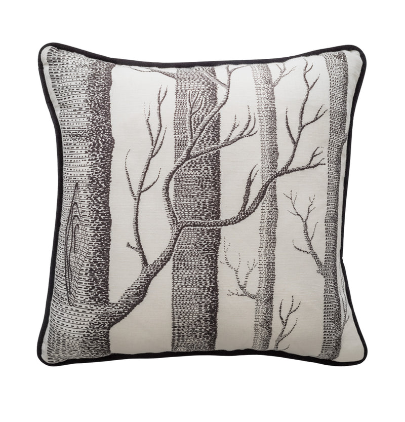 Woods Linen Union Cushion with Velvet Piping